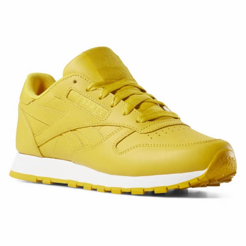 Reebok Classic Leather Shoes Womens Yellow/White India NW6705ZR